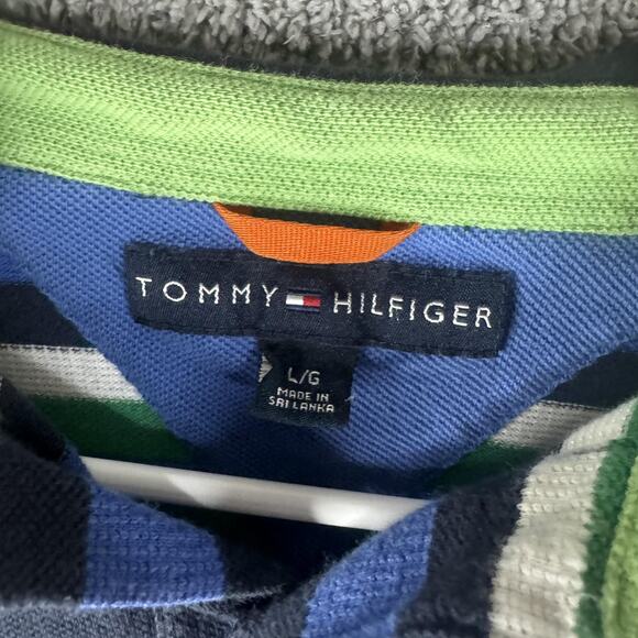 Tommy Hilfiger Pullover Shirt Mens Large Striped Rugby Long Sleeve Casual - Picture 4 of 10